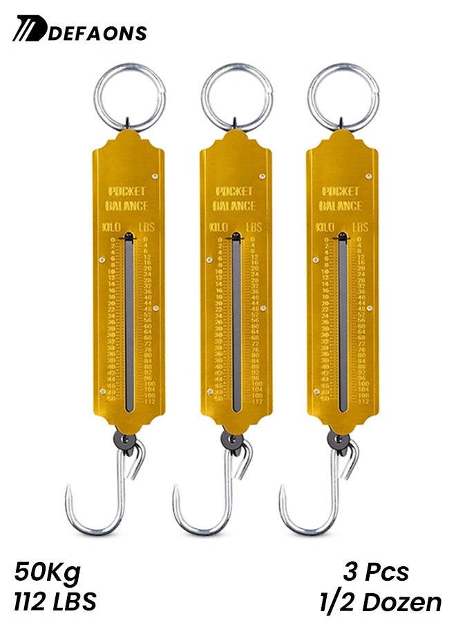 DEFAONS DEFAONS Pocket Balance Spring Scale Portable Hanging Weighing Scale with Hook 50Kg 112LBS Capacity Dual Scale in Kg Lbs Ideal for Fishing Travel Outdoor Market Use Durable and Compact Design - 3 PCS  - Image 1