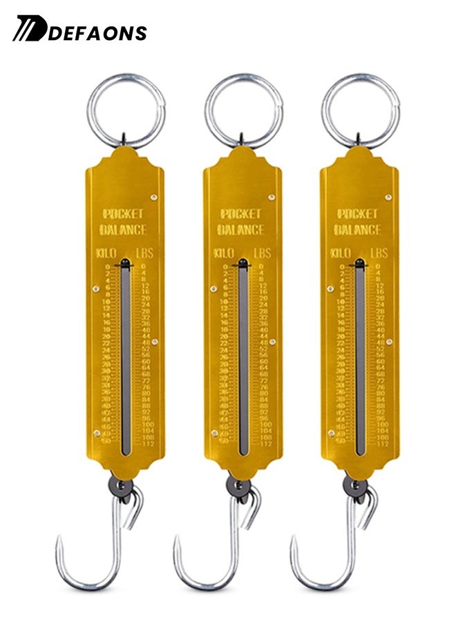 DEFAONS - DEFAONS Pocket Balance Spring Scale Portable Hanging Weighing Scale with Hook 50Kg 112LBS Capacity Dual Scale in Kg Lbs Ideal for Fishing Travel Outdoor Market Use Durable and Compact Design - 3 PCS - Image 1