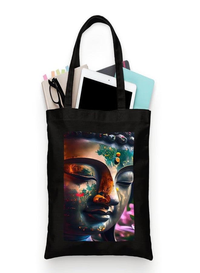 PrintingZone Buddha Canvas Printed Tote Bag For Women | Zipper & Pouch | Shopping/Grocery Bag | Multi-Purpose Bag | Reusable Eco-Friendly Cotton Handbags, Canvas Tote Bags For College(TB54) - Image 1
