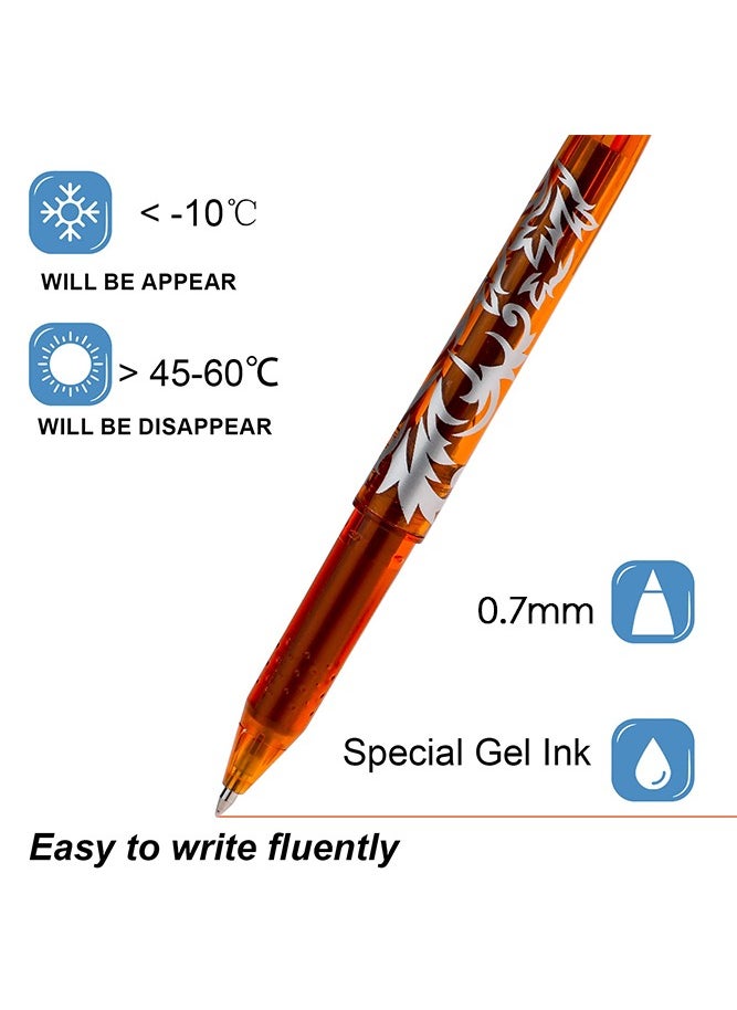 12 Color Pens, Erasable Pens Erasable Rollerball Pen, 0.5mm Tip Rubber Pen, Ink Eraser Pen, Erasable Gel Pens for Kids Adults School Supplies Office Stationery, Color Hot Water Type Erasable Pen