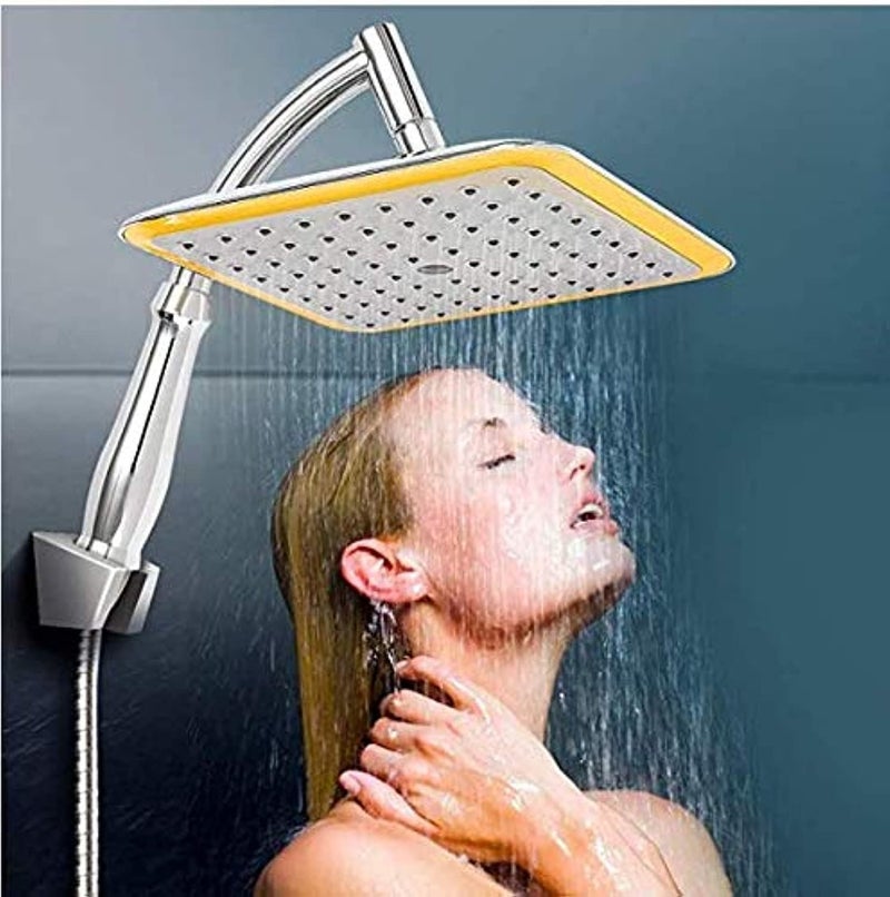 Square Top Rainfall Shower Head Extension Pipe Chrome Bathroom Set