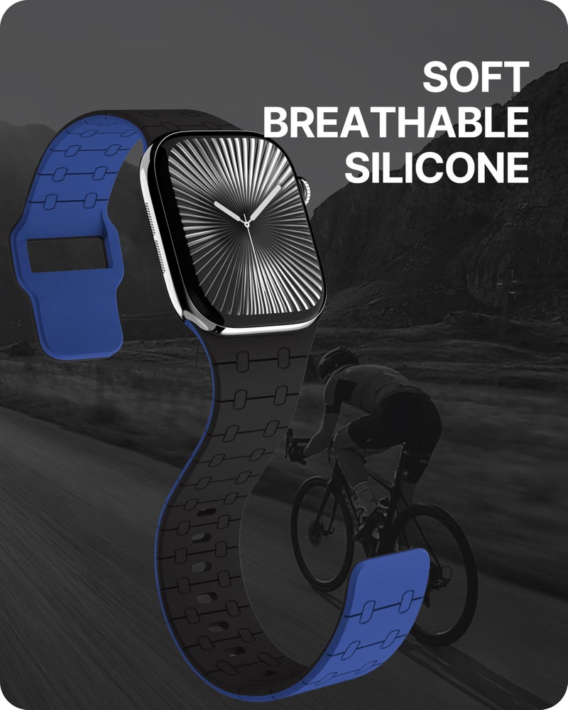 Fullmosa Sport Silicone Band Compatible with Apple Watch Strap 49mm 46mm 45mm 44mm 42mm(Series 3 2 1) [No Watch],Soft Band for iWatch Ultra 3/2/1 SE3 SE2 SE Series 11 10 9 8 7 6 5 4 3 2 1,Black Blue - Image 5