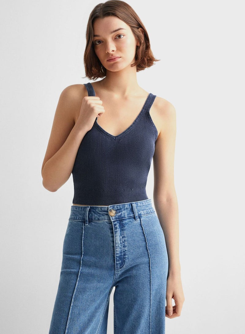 MANGO Youth Strappy Knitted Top - Image 1