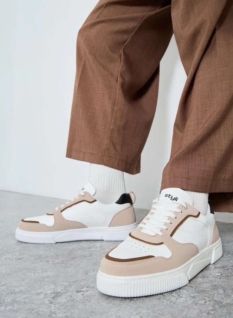 Styli Active Panelled Lace Up Sneakers