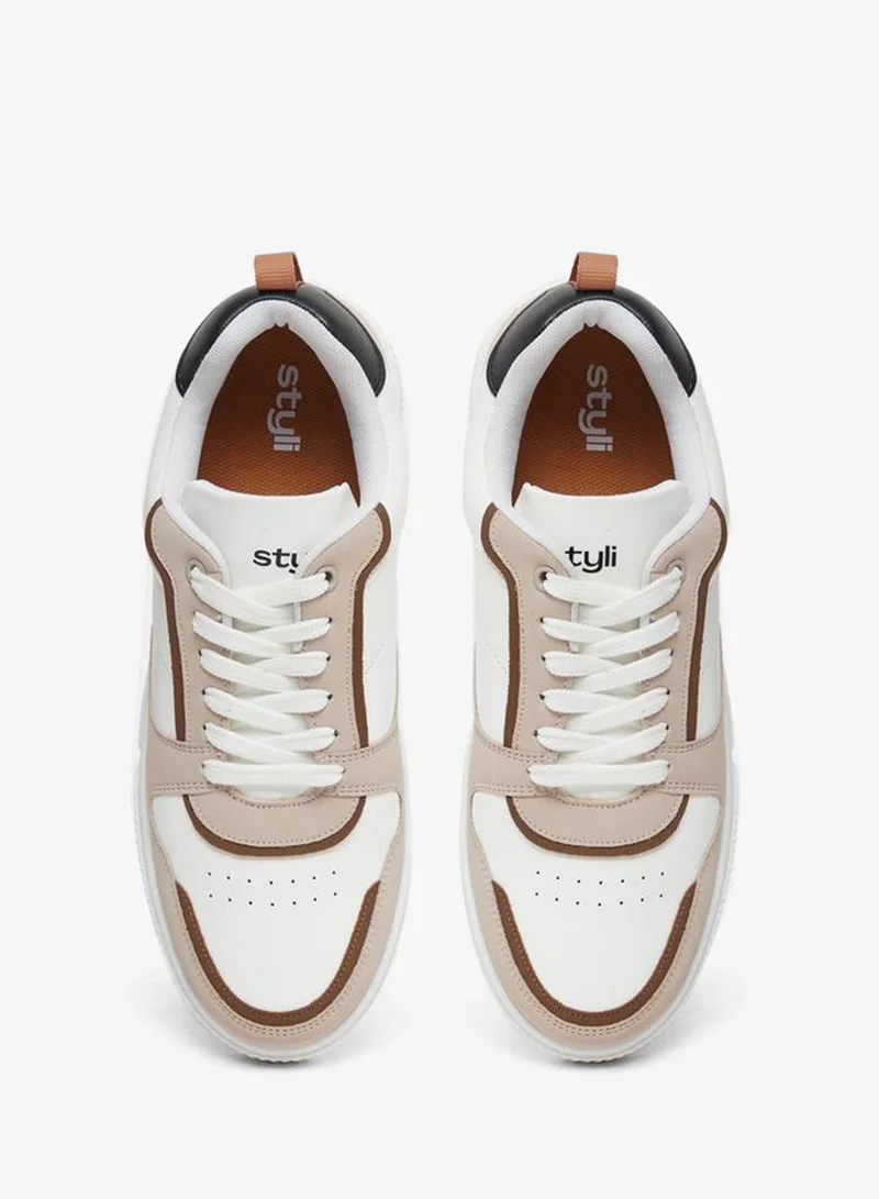 Styli Active  Panelled Lace Up Sneakers for Women | Best Price UAE