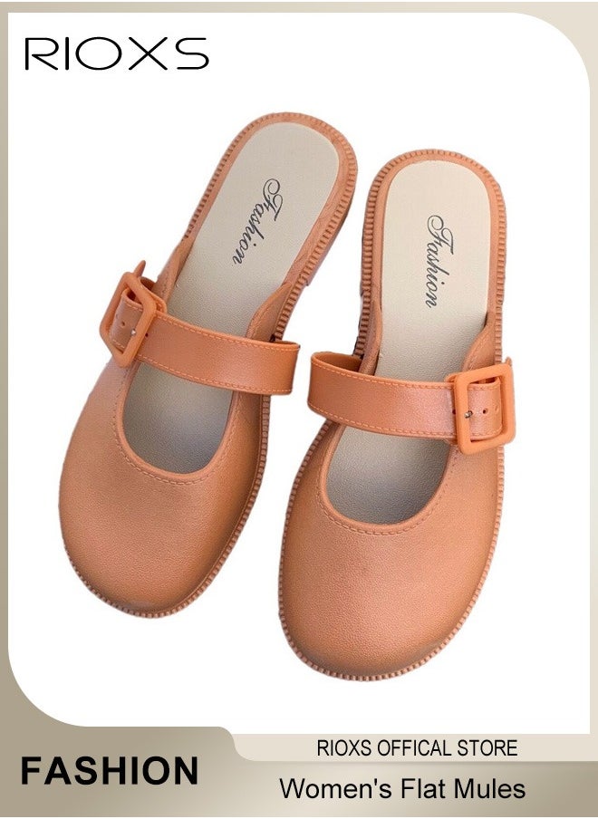 Women's Flat Mules Half Drag Shoes For Women Girls Closed Toe Sandals Ladies Female Fashion Comfortable Slippers Backless Mule Shoes Slip-On Flats With Buckle - pzsku/Z0CA35D865723718C8F9AZ/45/_/1729752205/d6a8422f-6814-4883-8fe5-0704f7d1dbaf