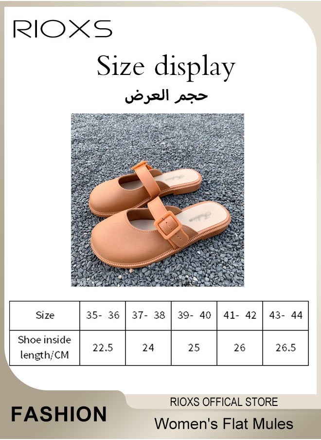 Women's Flat Mules Half Drag Shoes For Women Girls Closed Toe Sandals Ladies Female Fashion Comfortable Slippers Backless Mule Shoes Slip-On Flats With Buckle - pzsku/Z0CA35D865723718C8F9AZ/45/_/1730346087/523bfca1-03df-4ee4-a09f-7c69e4e3629e