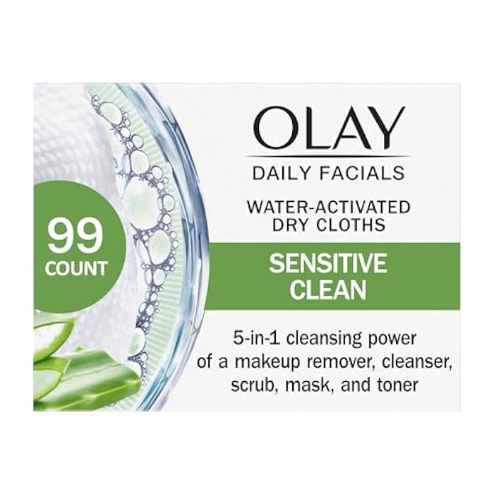 Olay Daily Facials for Clean Sensitive Skin, Makeup Remover Wipes, Soap-Free and Fragrance-Free Cleanser Cloths, 33 Count (Pack of 3) - Image 1