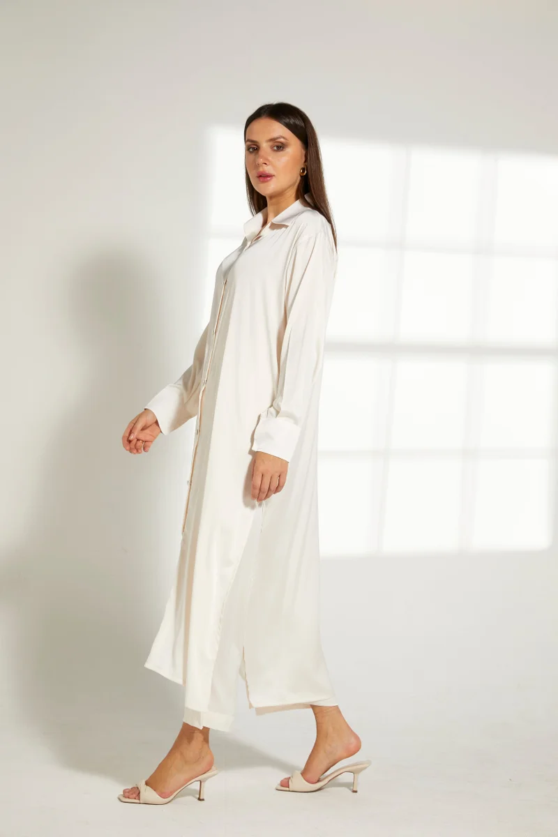 Moistreet Button Down Long Top & Pants Set