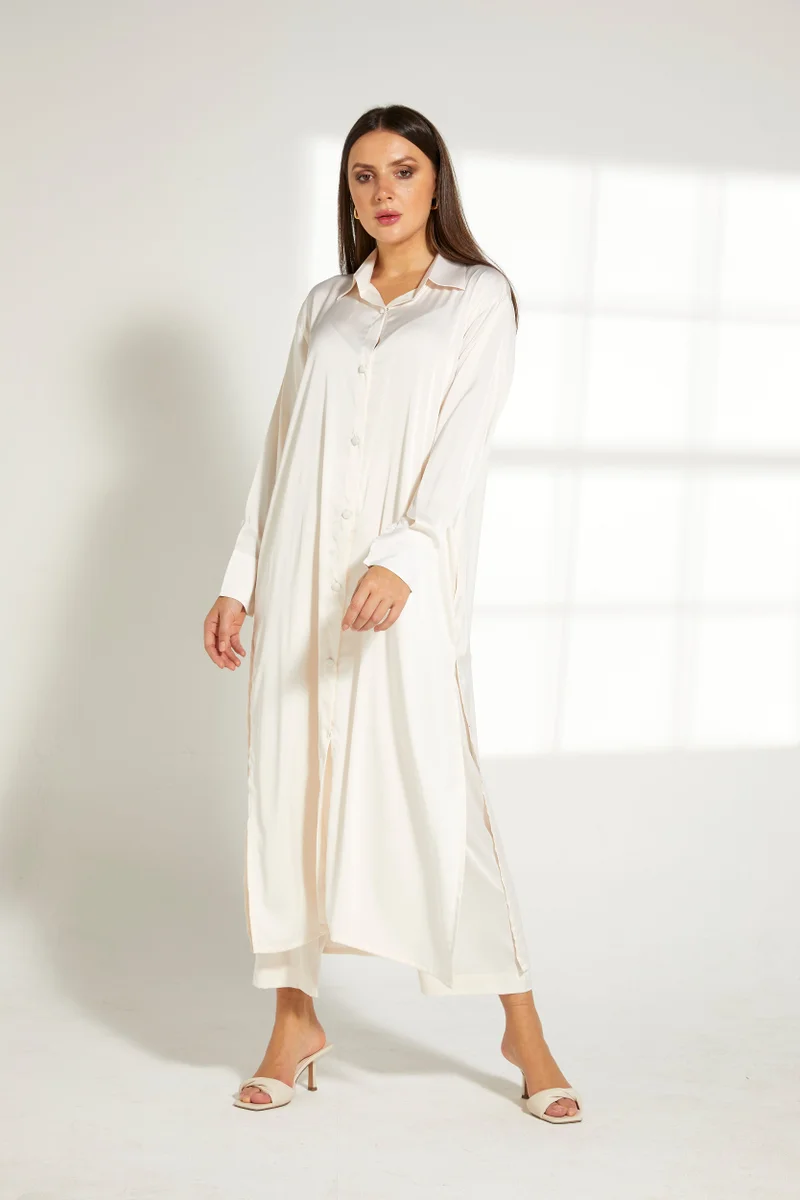 Moistreet Button Down Long Top & Pants Set