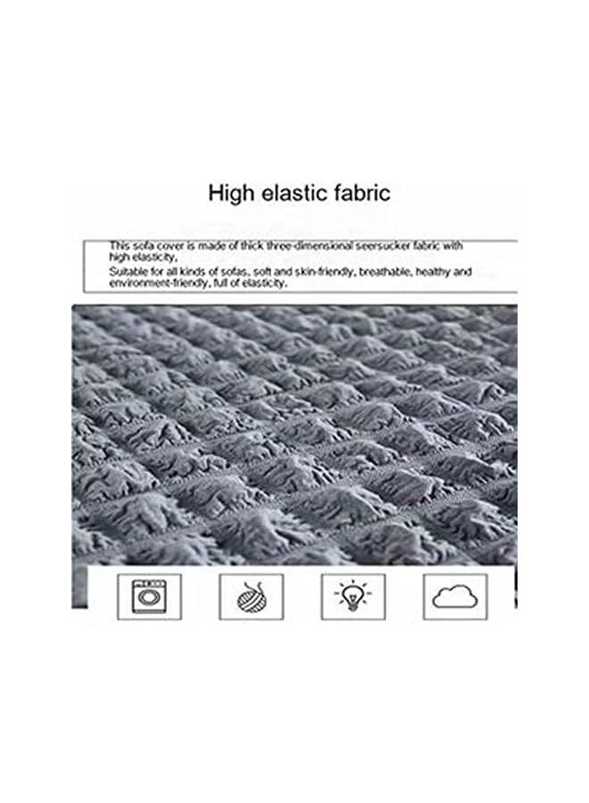 The Bros غطاء أريكة عالمي عالي المرونة بأكمام منتفخة غطاء تنورة أريكة غطاء أريكة ثلاثية المقاعد غطاء كرسي بذراعين حماية الأثاث غطاء كامل عالمي، رمادي - Image 3