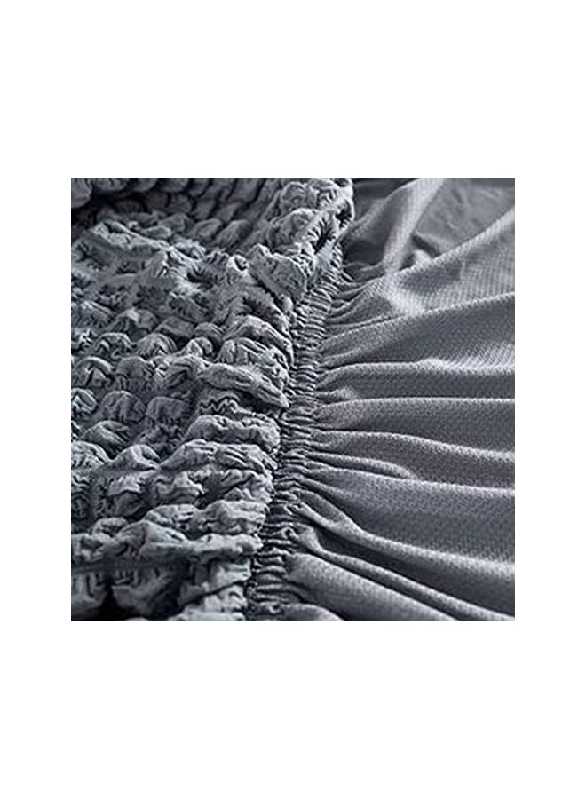 The Bros غطاء أريكة عالمي عالي المرونة بأكمام منتفخة غطاء تنورة أريكة غطاء أريكة ثلاثية المقاعد غطاء كرسي بذراعين حماية الأثاث غطاء كامل عالمي، رمادي - Image 4