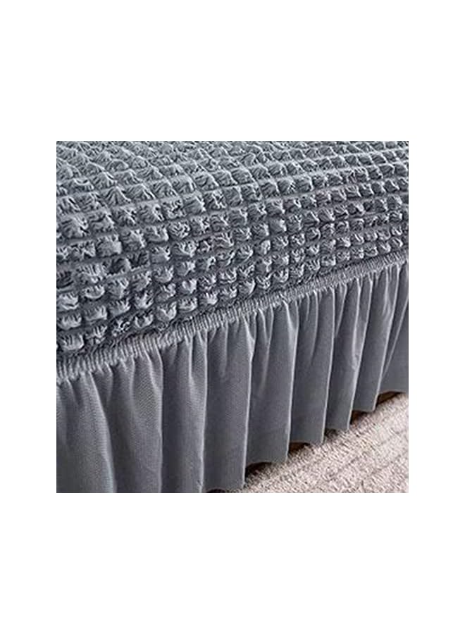 The Bros غطاء أريكة عالمي عالي المرونة بأكمام منتفخة غطاء تنورة أريكة غطاء أريكة ثلاثية المقاعد غطاء كرسي بذراعين حماية الأثاث غطاء كامل عالمي، رمادي - Image 5