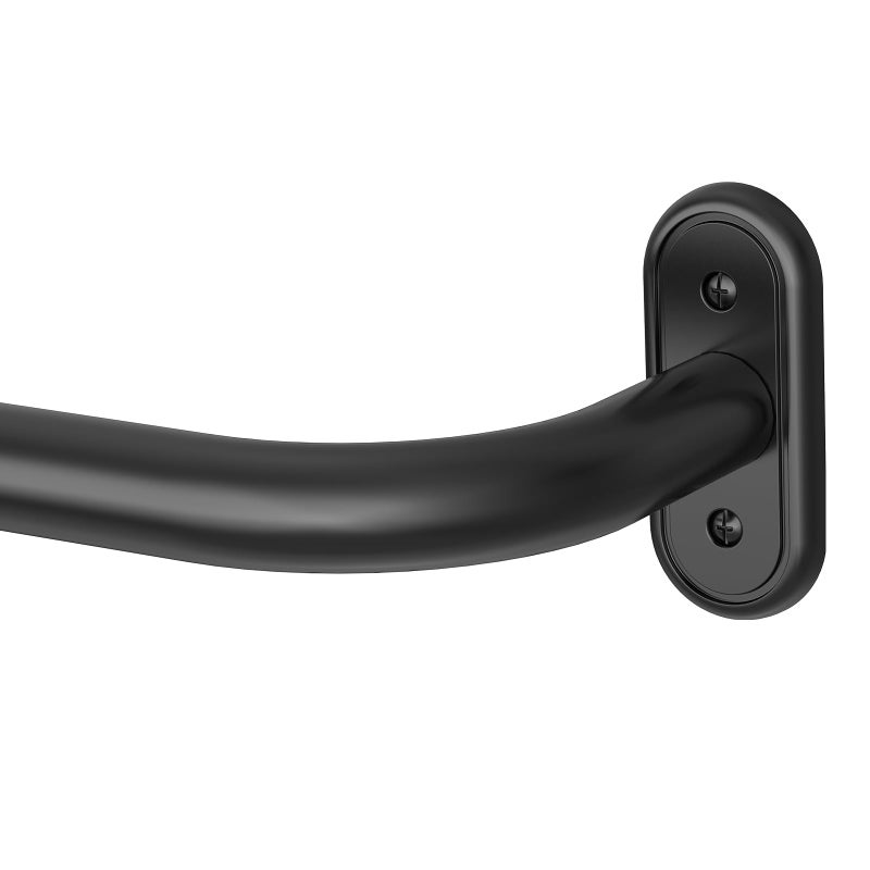 Wolistsa Wrap Around Black Curtain Rod, Ceiling Blackout Long Heavy Duty Curtain Rods for Windows 66 to 120 Inch, 1" Adjustable Curved Matel Bedroom Outdoor Window Treatment Rods with Aluminium Finial - Image 1