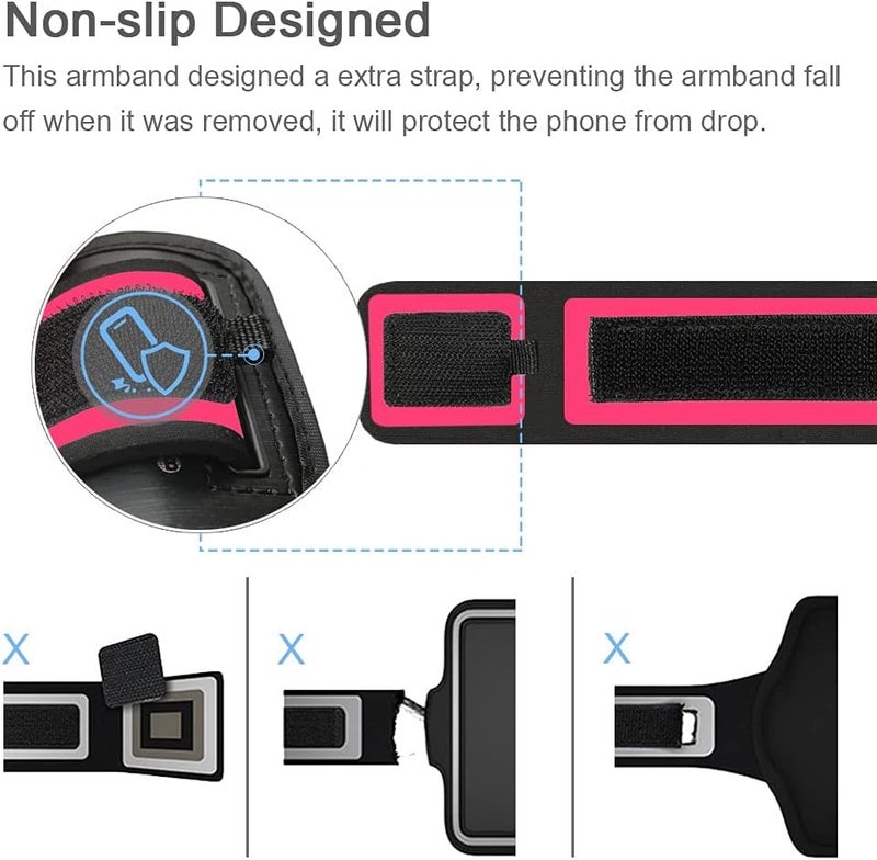 JEMACHE iPod Touch 5th / 6th Generation Armband, Gym Running/Exercise/Workout Sport Arm Band Case for iPod Touch 5/6 Generation with Card/Key Holder (Rosy) - Image 4