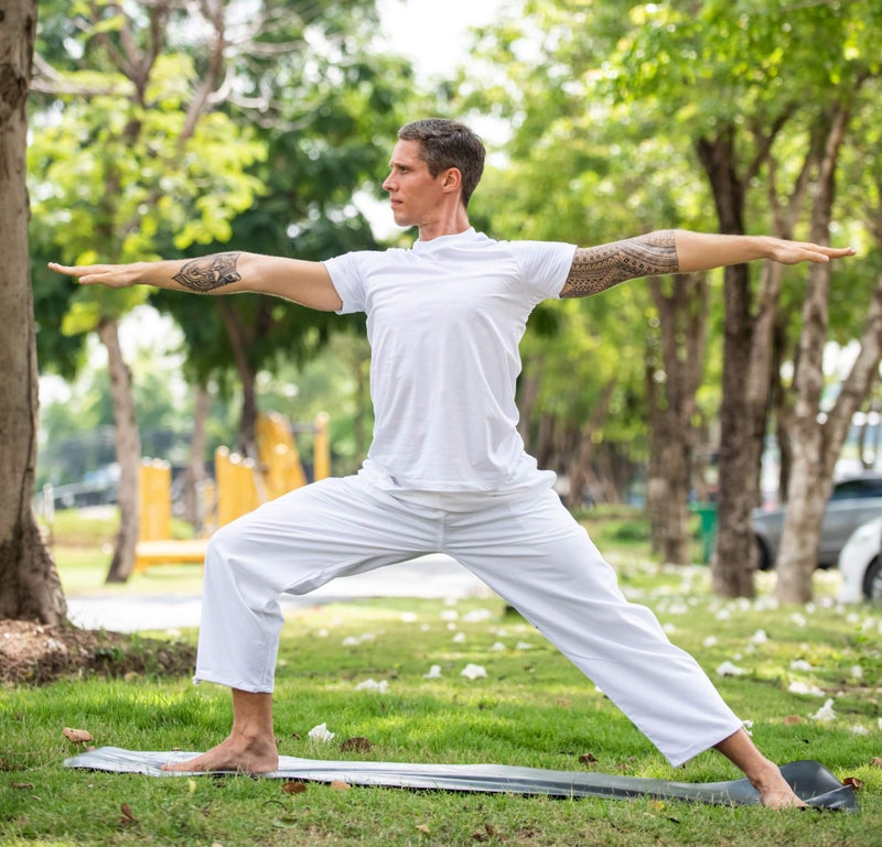 CandyHusky Baggy Sweatpants Men Cotton, Drawstring Lounge Pants, Relaxed Fit, Ideal for Comfort White L - Image 5