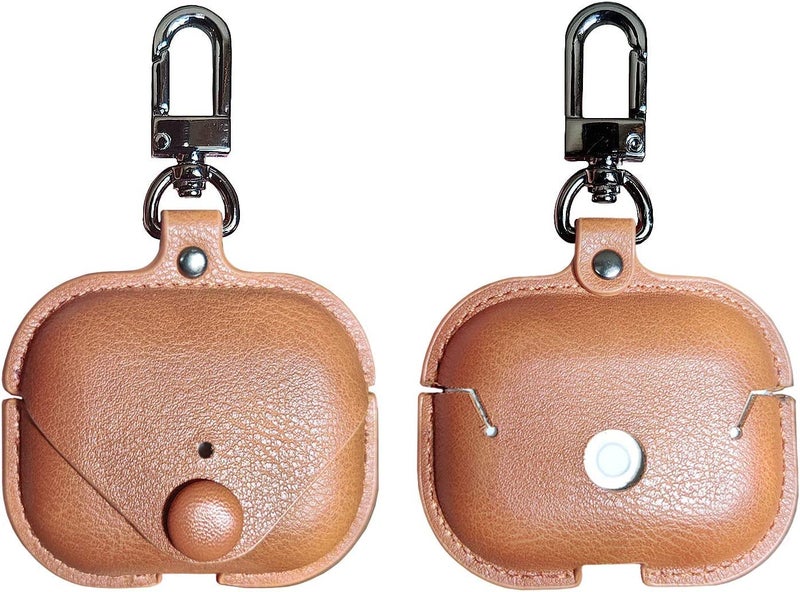 Printme Compatible for Airpods Pro 2nd Generation Case Cover, PU Leather Case Cover Protective Case with Keychain for New Airpods Pro 2 Case 2022 [Front LED Visible] (Light Brown) - Image 3