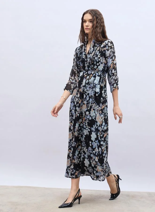 Styli Floral Chiffon Dress
