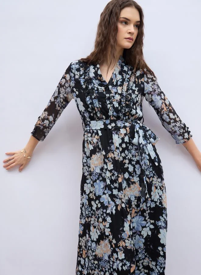 Styli Floral Chiffon Dress