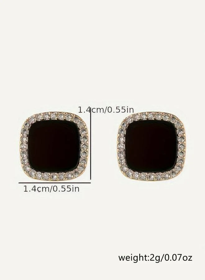 Take Two  Square Rhinestone Resin Earrings for Women | Best Price UAE