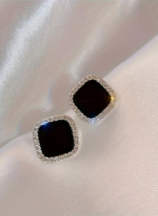 Take Two  Square Rhinestone Resin Earrings for Women | Best Price UAE