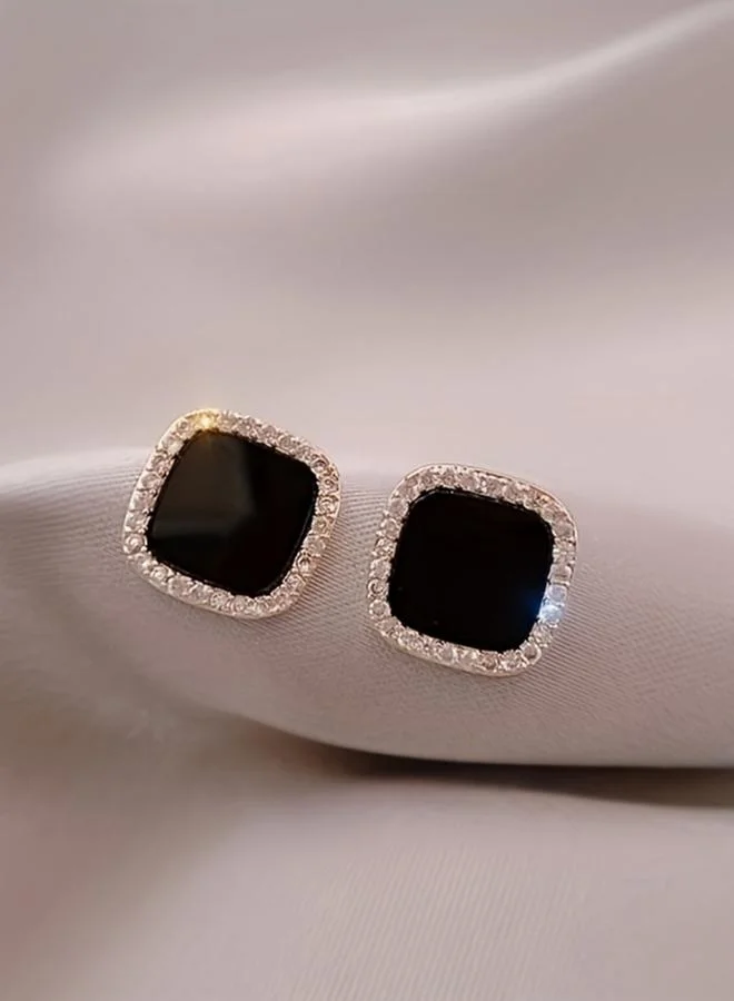 Take Two Square Rhinestone Resin Earrings