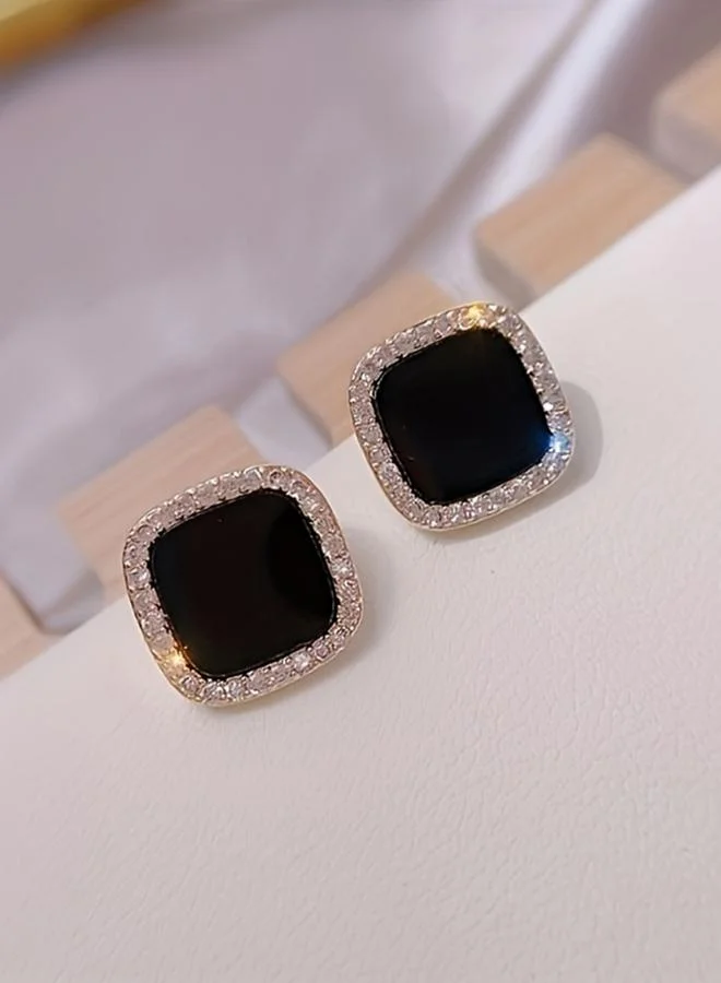 Take Two Square Rhinestone Resin Earrings