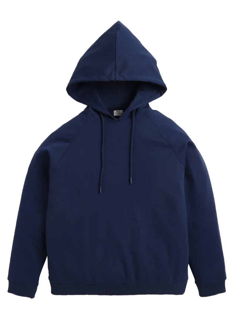 victor and jane "Navy Hoodie with Drawstring – 100% Cotton Fleece "