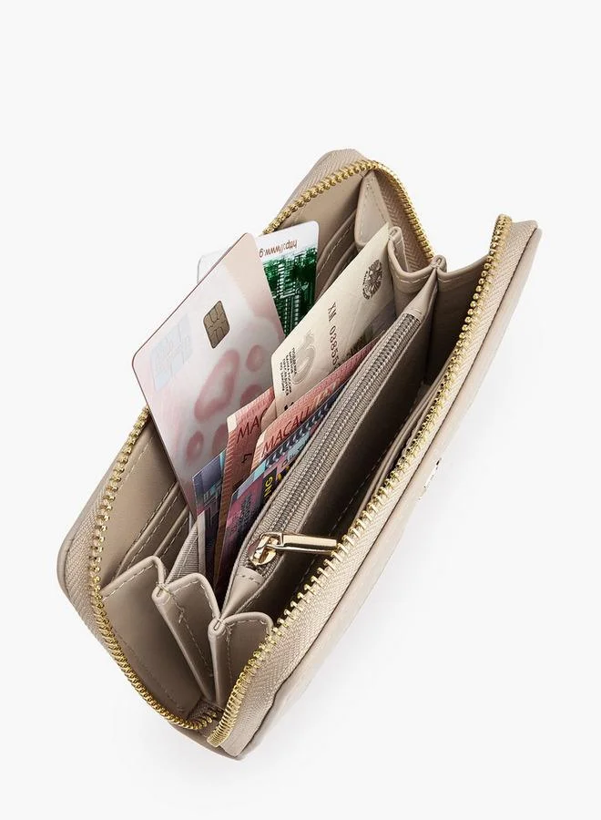 Flora Bella By Shoexpress BEIGE Flora Bella Monogram Print Zip-Around Wallet for Women | Best Price UAE