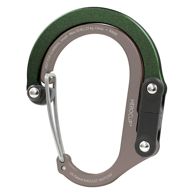 GEAR AID HEROCLIP carabiner Clip and Hook (Small) for Purse, Stroller, and Backpack, Forest Green - Image 1