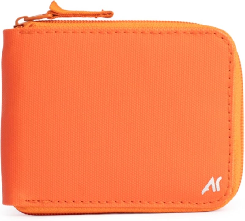Ar Z Pro Waterproof Zippered Minimalist Wallet â€“ Heavy Duty Card Holder with 11 Card Slots â€“ Rugged EDC Tactical Travel Wallet for Men & Women (Orange)