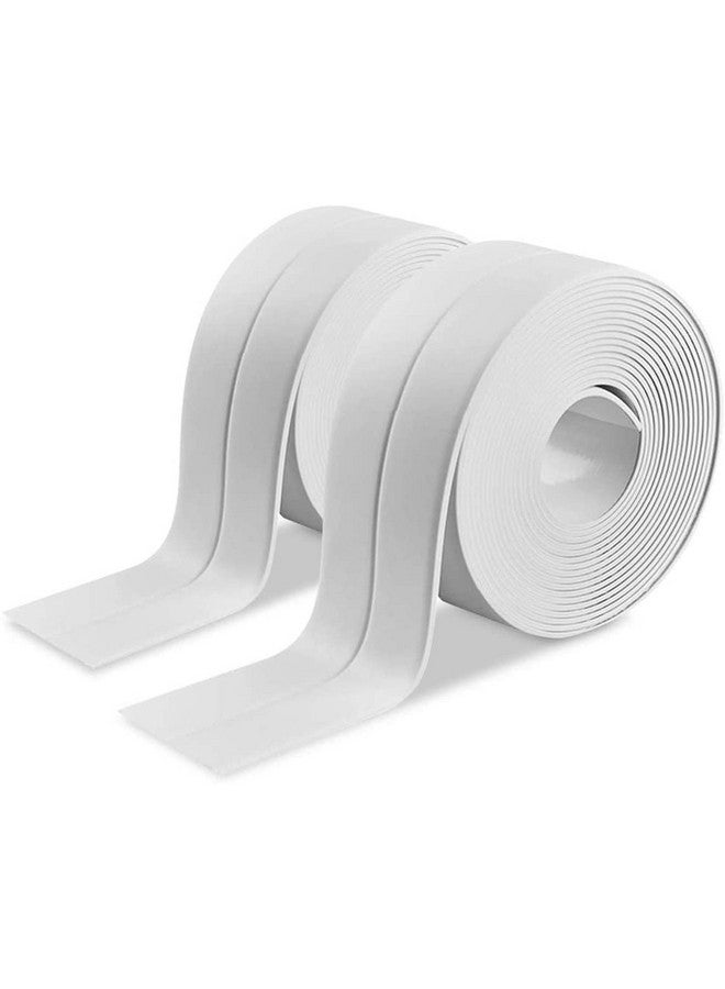 HEXONIQ® Bathroom Sealant Caulk Strip PE Self Adhesive Tape, Waterproof & Anti Mould Seal Strip Wall Sealing Tape for Kitchen Bathtub Sink Toilet Wall Edge Protector (W-2.2cm x L-3.2m) (White, 2 Pcs) - Image 1