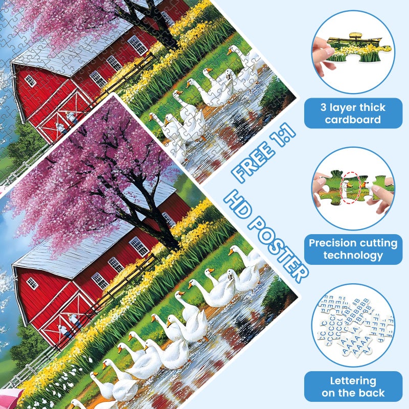 VOLUVOLU 500 Pieces Jigsaw Puzzles For Adults  Farm Animal Puzzle For Adults Children Seniors  Children Playing On Rainy Puzzle 500 Pieces  Gift For Birthday  Home Decor  Fun For Family(20.5 * 15 In) - Image 4