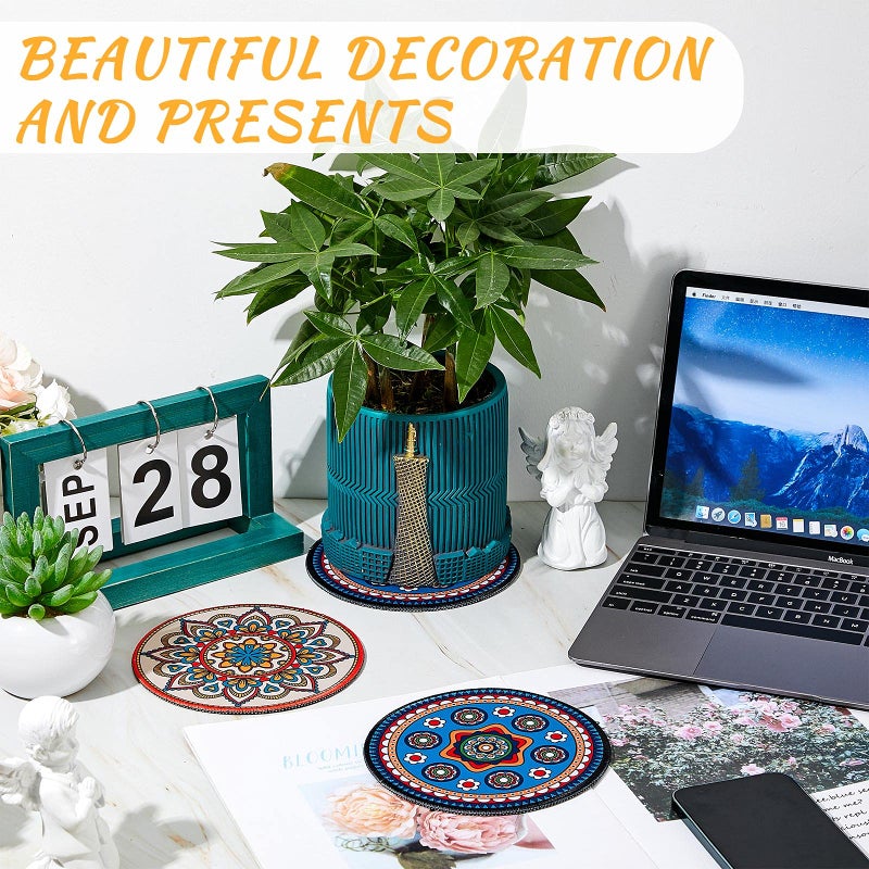 Nuanchu 6 Pcs Boho Plant Pot Mat Absorbent Non Slip Round Pot Coaster Pad Gardening Indoor Outdoor Flower Plant Protect for Table Desk Floor, 5.9 Inches - Image 5