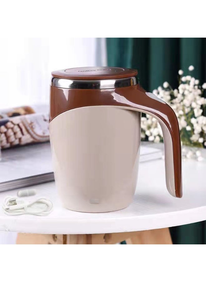 Self Stirring Mug,Rechargeable automatic magnetic Self stirring coffee mug,Rotating Home Office Travel Mixing Cup, for Coffee, Chocolate, Milk, Protein,Cocoa Etc, For Office, School, Gym, Gift, Brown - Image 1