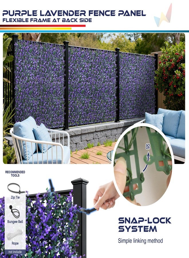 Windscreen4less 4 PCS 20"x20" Artificial Boxwood Panels Faux Plant Grass Green Wall Panel Decoration for Outdoor Indoor Garden Backyard (Lavender Purple) - Image 4