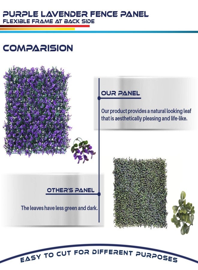 Windscreen4less 4 PCS 20"x20" Artificial Boxwood Panels Faux Plant Grass Green Wall Panel Decoration for Outdoor Indoor Garden Backyard (Lavender Purple) - Image 5