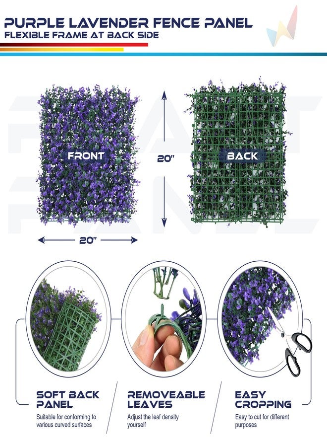 Windscreen4less 4 PCS 20"x20" Artificial Boxwood Panels Faux Plant Grass Green Wall Panel Decoration for Outdoor Indoor Garden Backyard (Lavender Purple) - Image 3