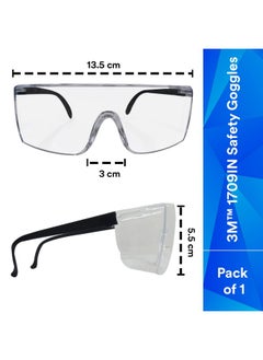 3M 3M 1709IN Safety Goggles Hard Coat Eye Protector Anti Pollution Eyewear For Multipurpose Use In Riding Motorcycle, Construction, Clear Transparent Goggles (Pack of 1)  - Image 2