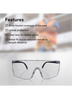 3M 3M 1709IN Safety Goggles Hard Coat Eye Protector Anti Pollution Eyewear For Multipurpose Use In Riding Motorcycle, Construction, Clear Transparent Goggles (Pack of 1)  - Image 3