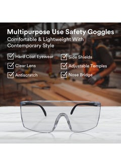 3M 3M 1709IN Safety Goggles Hard Coat Eye Protector Anti Pollution Eyewear For Multipurpose Use In Riding Motorcycle, Construction, Clear Transparent Goggles (Pack of 1)  - Image 4