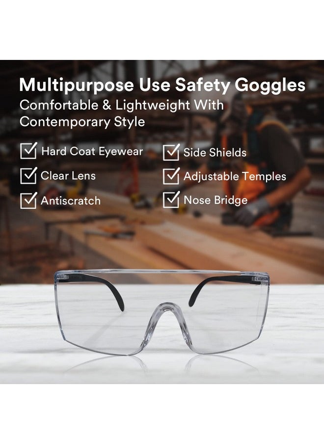 3M 3M 1709IN Safety Goggles Hard Coat Eye Protector Anti Pollution Eyewear For Multipurpose Use In Riding Motorcycle, Construction, Clear Transparent Goggles (Pack of 1)  - Image 4