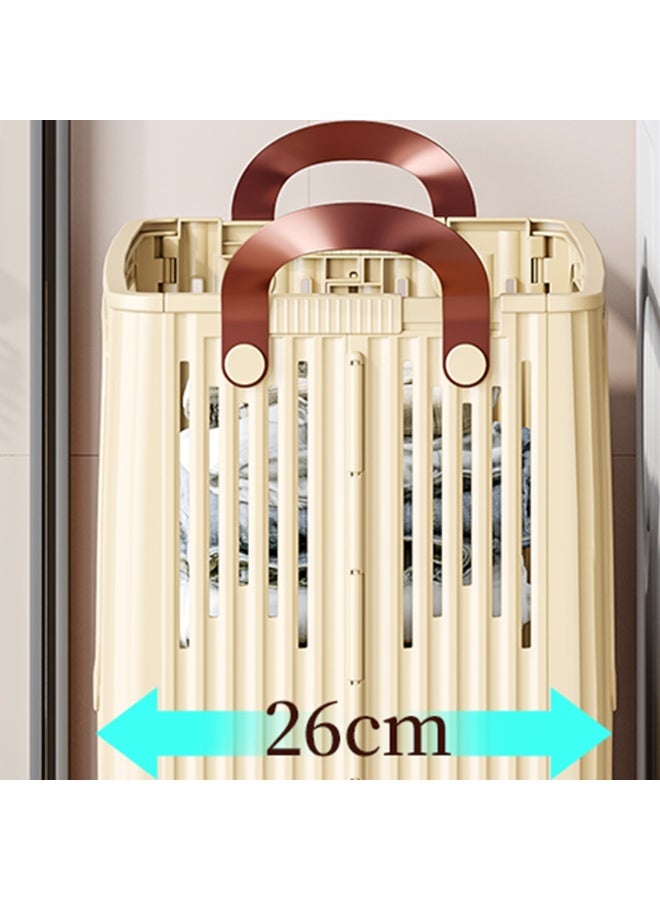 Noon East Medium Plastic Foldable Laundry Basket with Handle, Durable Ventilated Hamper for Bedroom Clothes, 35.6 x 26 x 32 cm, Cream - Image 3