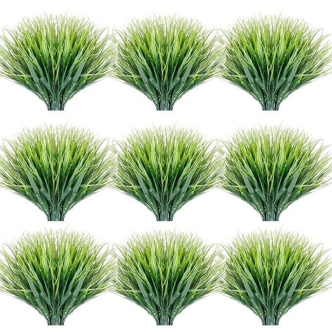 30 BUNDLES ARTIFICIAL GRASSES OUTDOOR UV RESISTANT FAKE GRASSES NO FADE FAUX PLASTIC PLANTS GARDEN PORCH WINDOW BOX DECORATING
