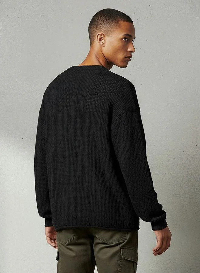Lee Cooper BLACK Lee Cooper Men Crew Neck Knit Texture Osaka Sweater for Men | Best Price UAE