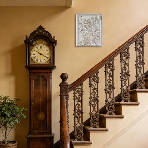 Kangce Vintage Wall Sculptures,Vintage Wall Decor,Antique Art Decor with Hand-Carved Rose Pattern,Ornate Victorian Home Decor,for Living Room, Bedroom,Hallway Gallery,Rectangular,Off-White and Gold - Image 4