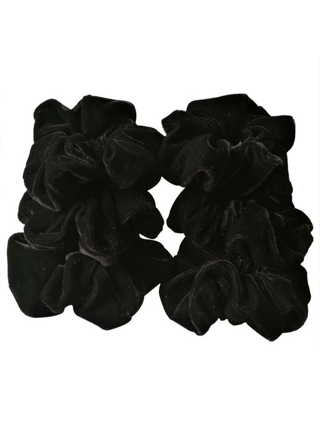 Blubby 6 Pcs Black Color Large Size Velvet Scrunchies for Women & Girls Hair Elastic Bands, Hair Bobble Soft Hair Ties No Crease, Hair Bands for Women Girl, Not Hurt Hair - Image 2