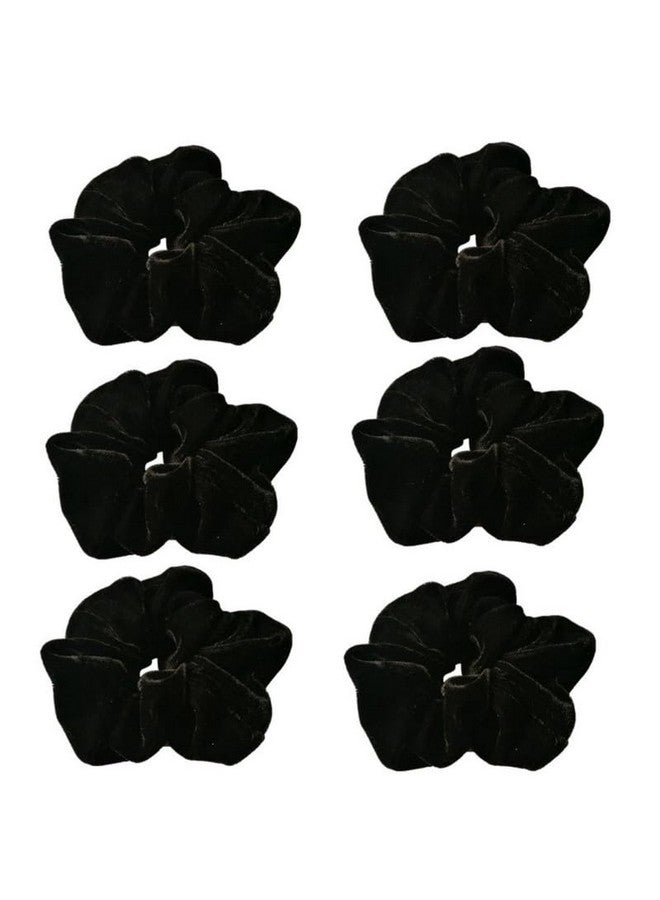 Blubby 6 Pcs Black Color Large Size Velvet Scrunchies for Women & Girls Hair Elastic Bands, Hair Bobble Soft Hair Ties No Crease, Hair Bands for Women Girl, Not Hurt Hair - Image 1