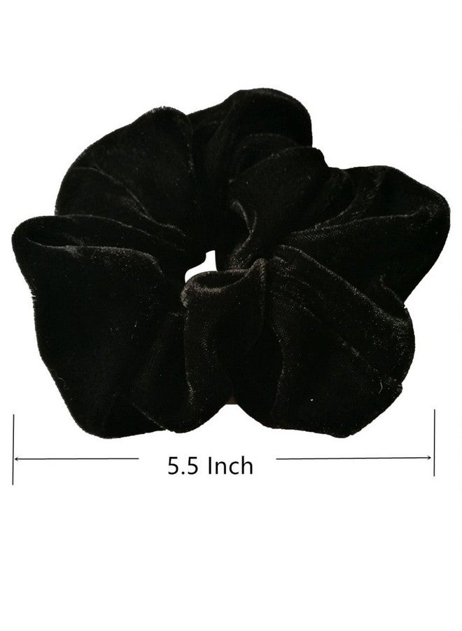 Blubby 6 Pcs Black Color Large Size Velvet Scrunchies for Women & Girls Hair Elastic Bands, Hair Bobble Soft Hair Ties No Crease, Hair Bands for Women Girl, Not Hurt Hair - Image 4