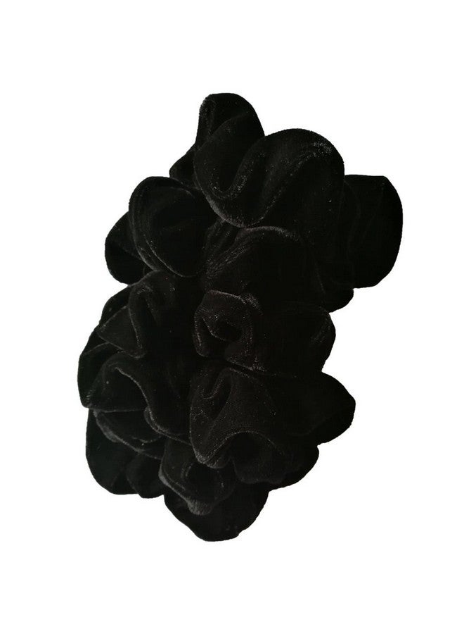 Blubby 6 Pcs Black Color Large Size Velvet Scrunchies for Women & Girls Hair Elastic Bands, Hair Bobble Soft Hair Ties No Crease, Hair Bands for Women Girl, Not Hurt Hair - Image 3